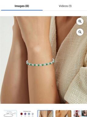 Green Crystal Tennis Bracelet for Women